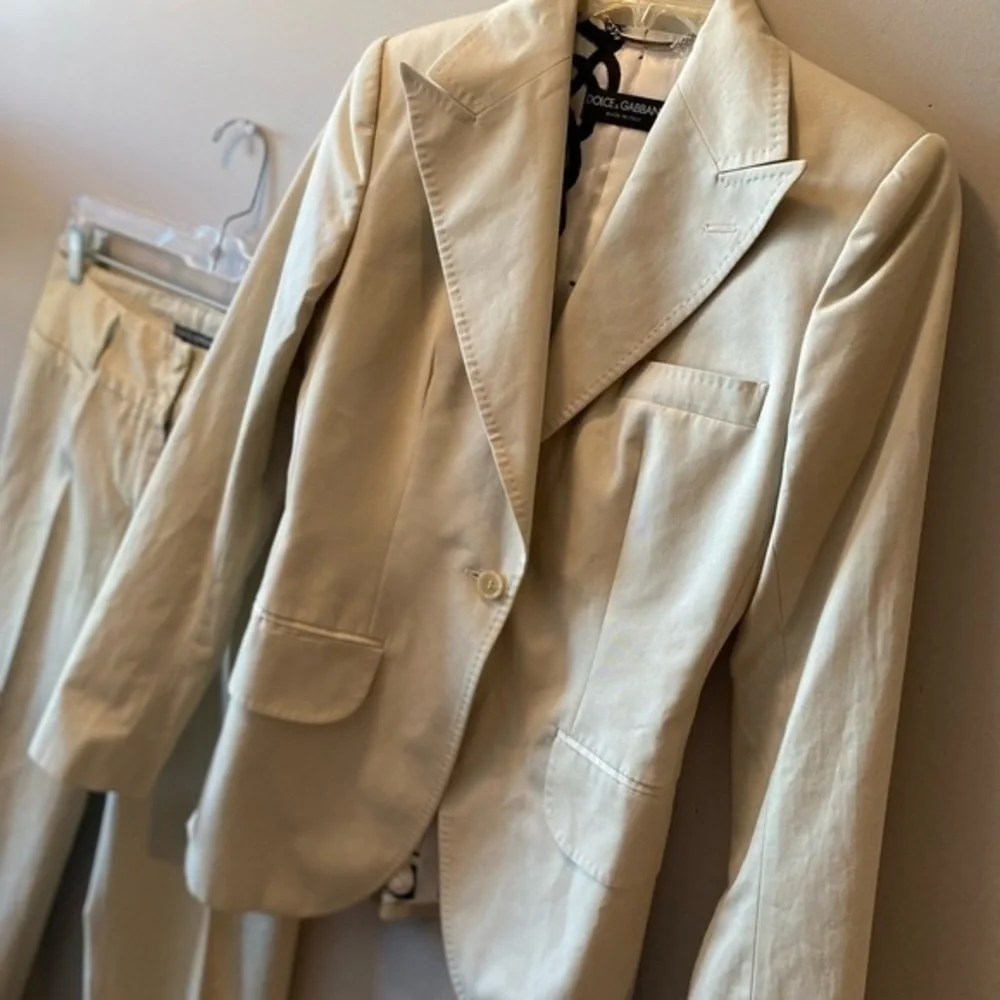 DOLCE & GABBANA Cream Suit Set Cotton Y2K - Picture 2 of 16
